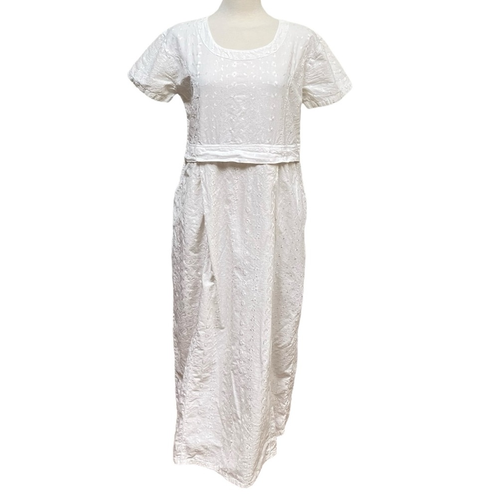 Sacred Threads 100% Cotton Embroidered Maxi Dress Pockets Women's S/M